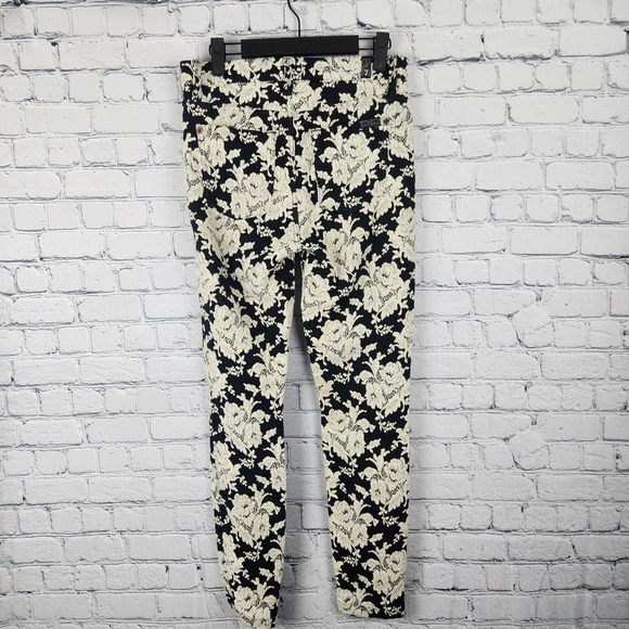 7 For All Mankind Size 28 Jeans Black Paisley Lace - Picture 2 of 6